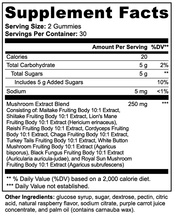 Luvmee Body Wellness Mushroom Extract Complex Gummies