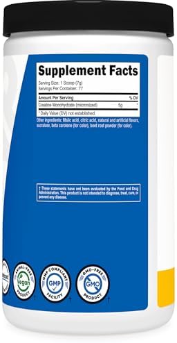 Nutricost Micronized Creatine Monohydrate Powder - 500g (100 Servings) - Pure Unflavored - 5g Per Serving - Non-GMO, Gluten Free