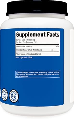 Nutricost Micronized Creatine Monohydrate Powder - 500g (100 Servings) - Pure Unflavored - 5g Per Serving - Non-GMO, Gluten Free