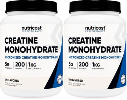 Nutricost Micronized Creatine Monohydrate Powder - 500g (100 Servings) - Pure Unflavored - 5g Per Serving - Non-GMO, Gluten Free