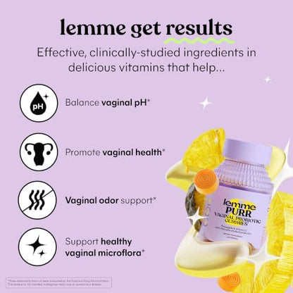 Lemme Purr Vaginal Probiotic Gummies for Women, 30-Day Supply