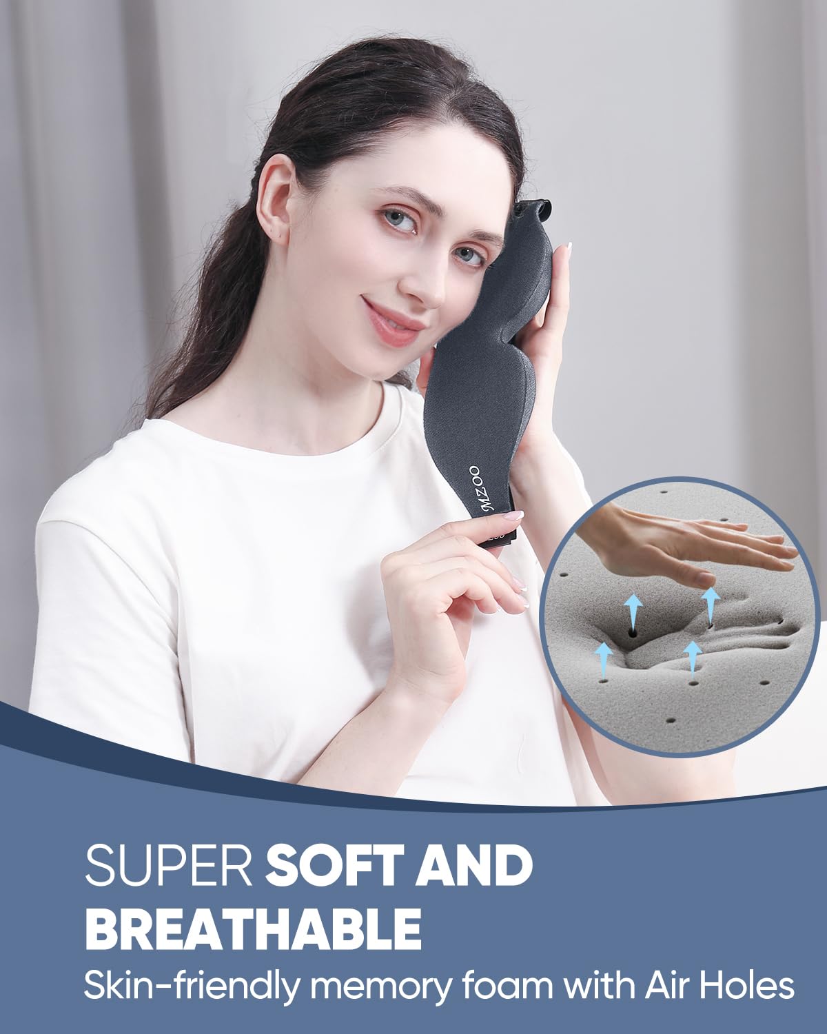 MZOO Luxury Sleep Mask, 3D Spacious for Long Lashes Blocking Light