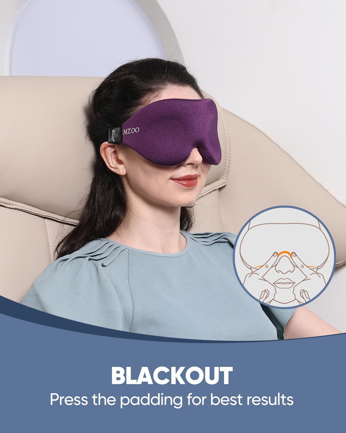 MZOO Luxury Sleep Mask, 3D Spacious for Long Lashes Blocking Light
