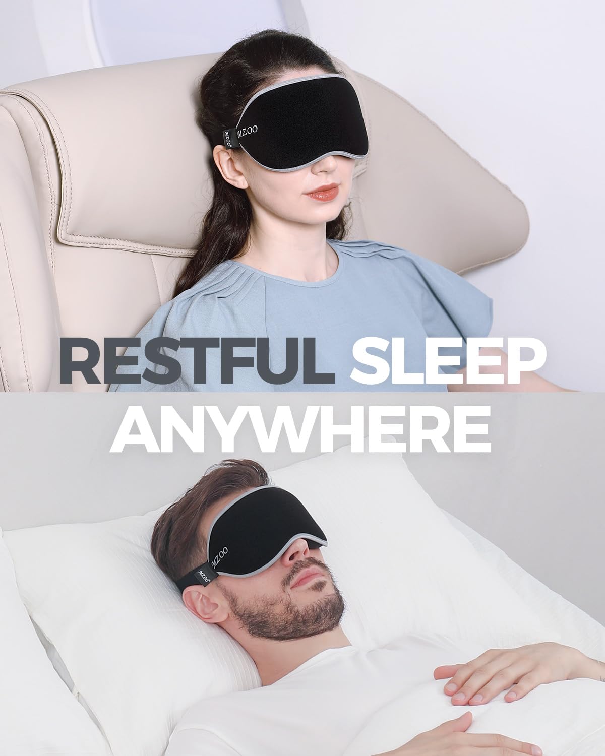 MZOO Luxury Sleep Mask, 3D Spacious for Long Lashes Blocking Light