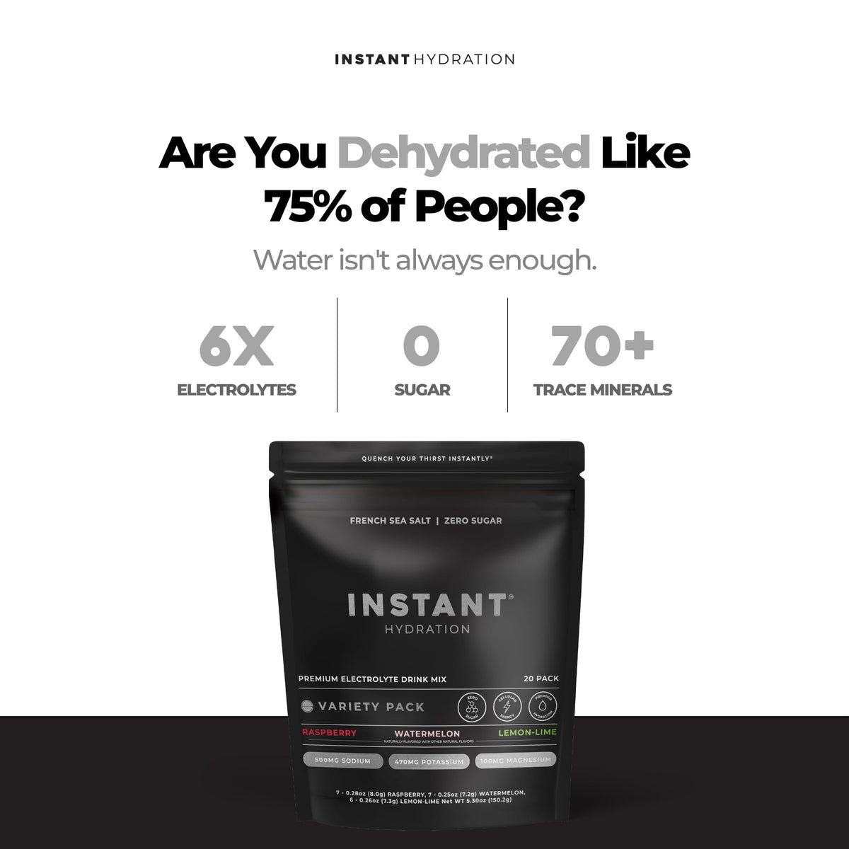 Instant Hydration Sugar Free Electrolytes Powder Packets - Strawberry Lemon Electrolyte Drink Mix & Travel Essentials - Post Workout Recovery, Brain Health, Muscle & Tissue Support - 20 Sticks