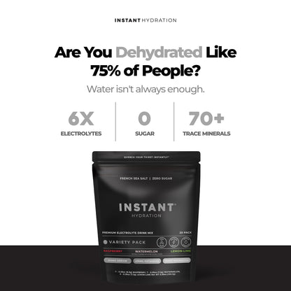 Instant Hydration Sugar Free Electrolytes Powder Packets - Strawberry Lemon Electrolyte Drink Mix & Travel Essentials - Post Workout Recovery, Brain Health, Muscle & Tissue Support - 20 Sticks