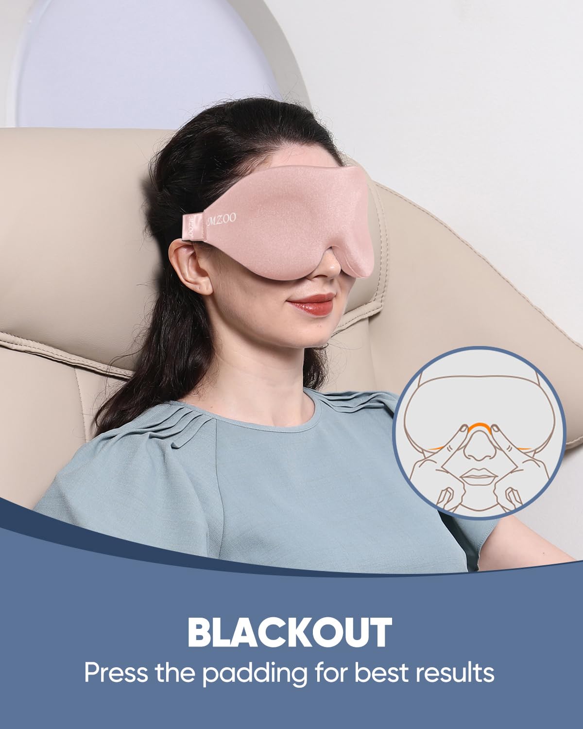 MZOO Luxury Sleep Mask, 3D Spacious for Long Lashes Blocking Light