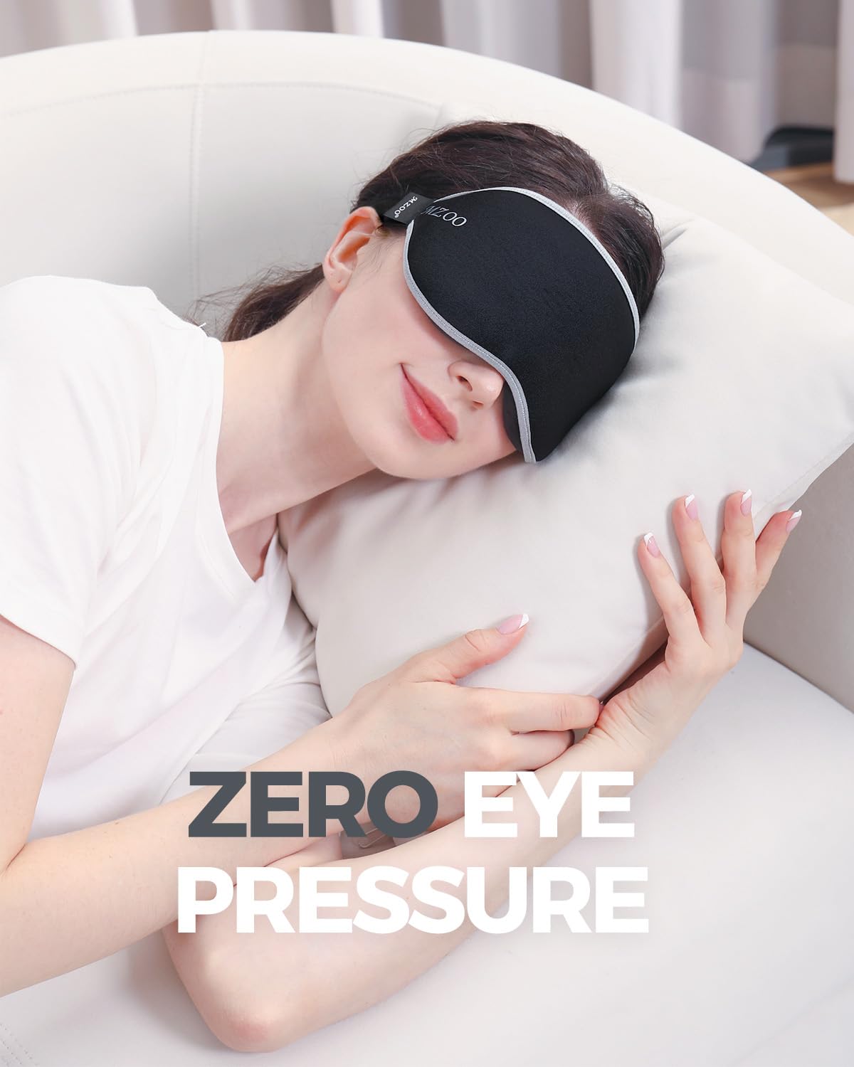 MZOO Luxury Sleep Mask, 3D Spacious for Long Lashes Blocking Light