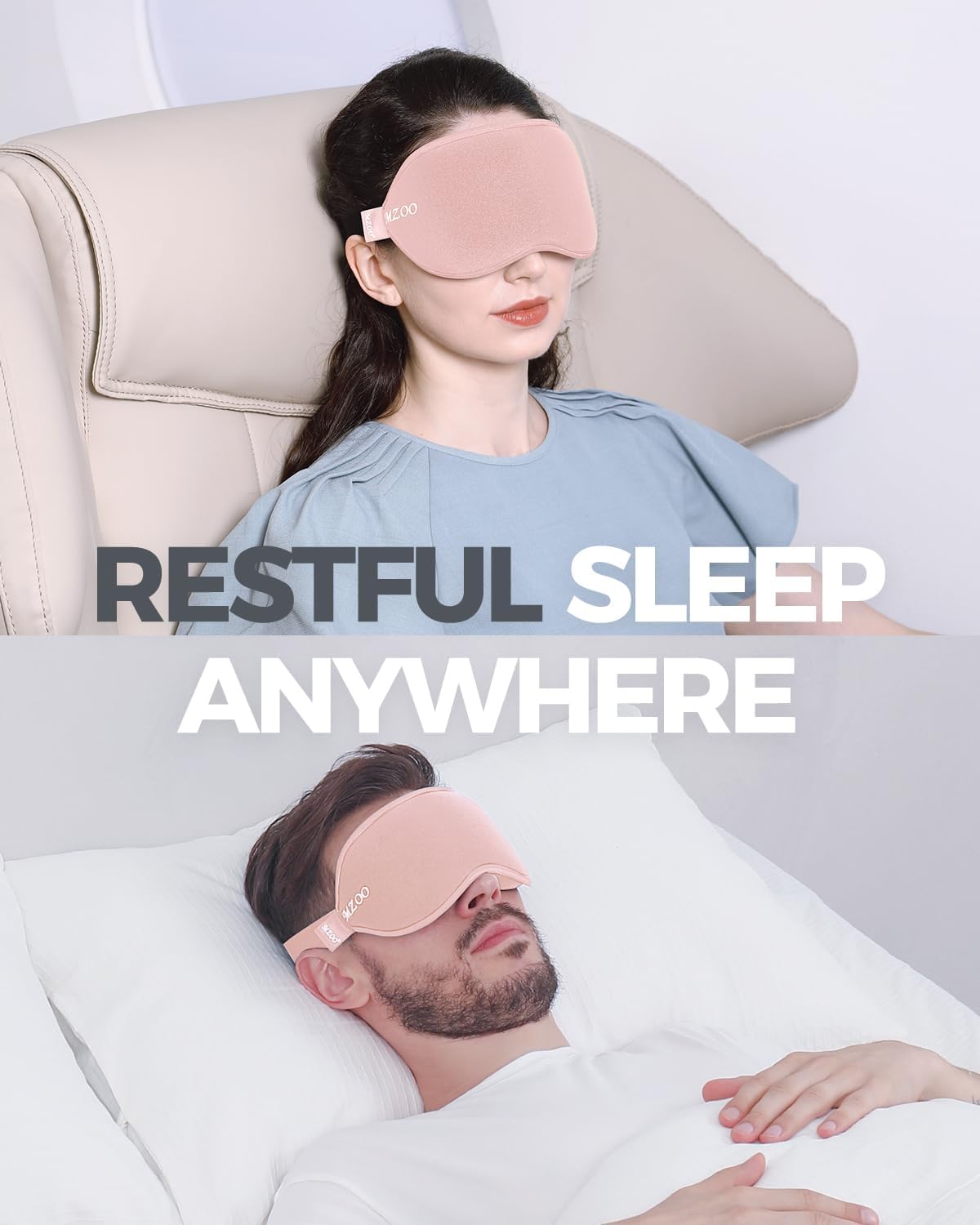 MZOO Luxury Sleep Mask, 3D Spacious for Long Lashes Blocking Light