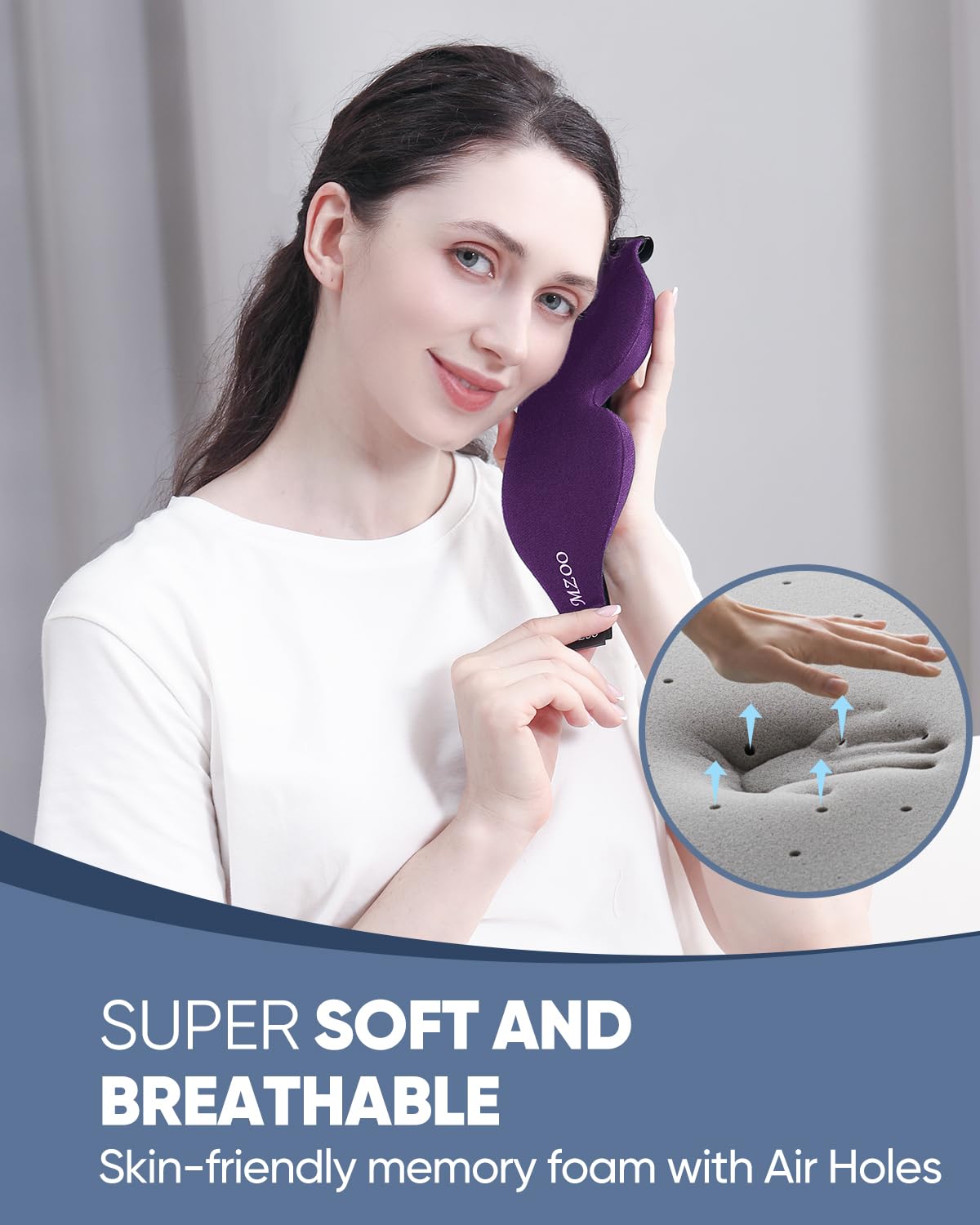 MZOO Luxury Sleep Mask, 3D Spacious for Long Lashes Blocking Light