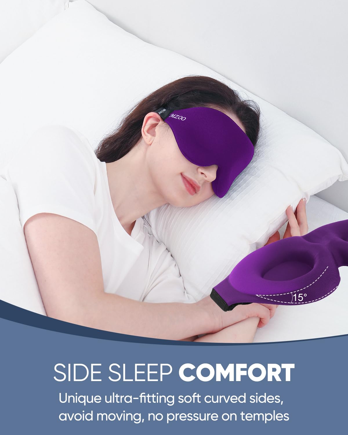 MZOO Luxury Sleep Mask, 3D Spacious for Long Lashes Blocking Light