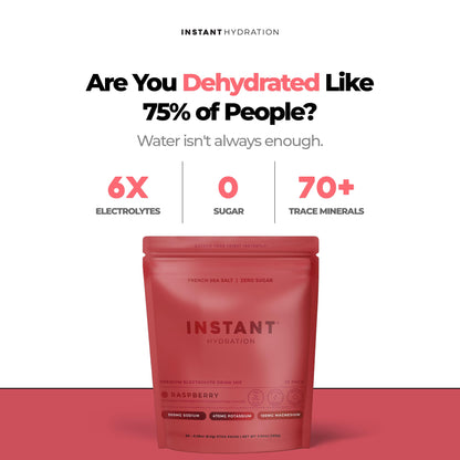 Instant Hydration Sugar Free Electrolytes Powder Packets - Strawberry Lemon Electrolyte Drink Mix & Travel Essentials - Post Workout Recovery, Brain Health, Muscle & Tissue Support - 20 Sticks