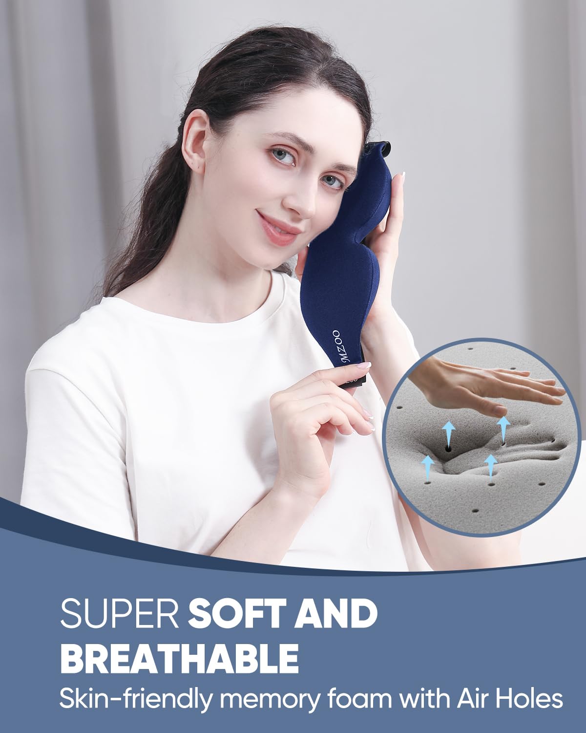 MZOO Luxury Sleep Mask, 3D Spacious for Long Lashes Blocking Light