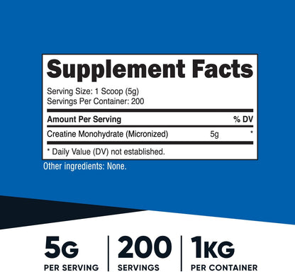 Nutricost Micronized Creatine Monohydrate Powder - 500g (100 Servings) - Pure Unflavored - 5g Per Serving - Non-GMO, Gluten Free