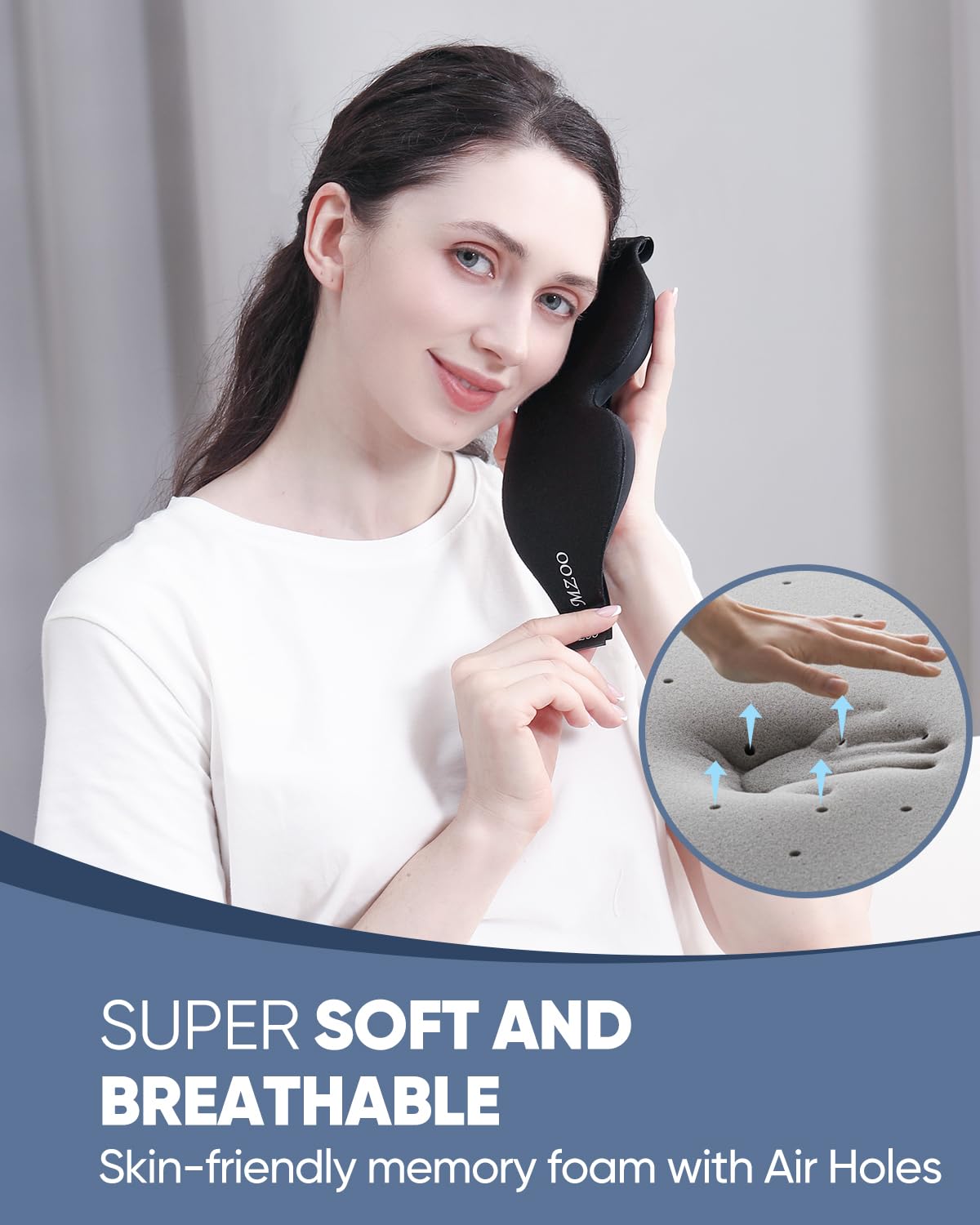 MZOO Luxury Sleep Mask, 3D Spacious for Long Lashes Blocking Light