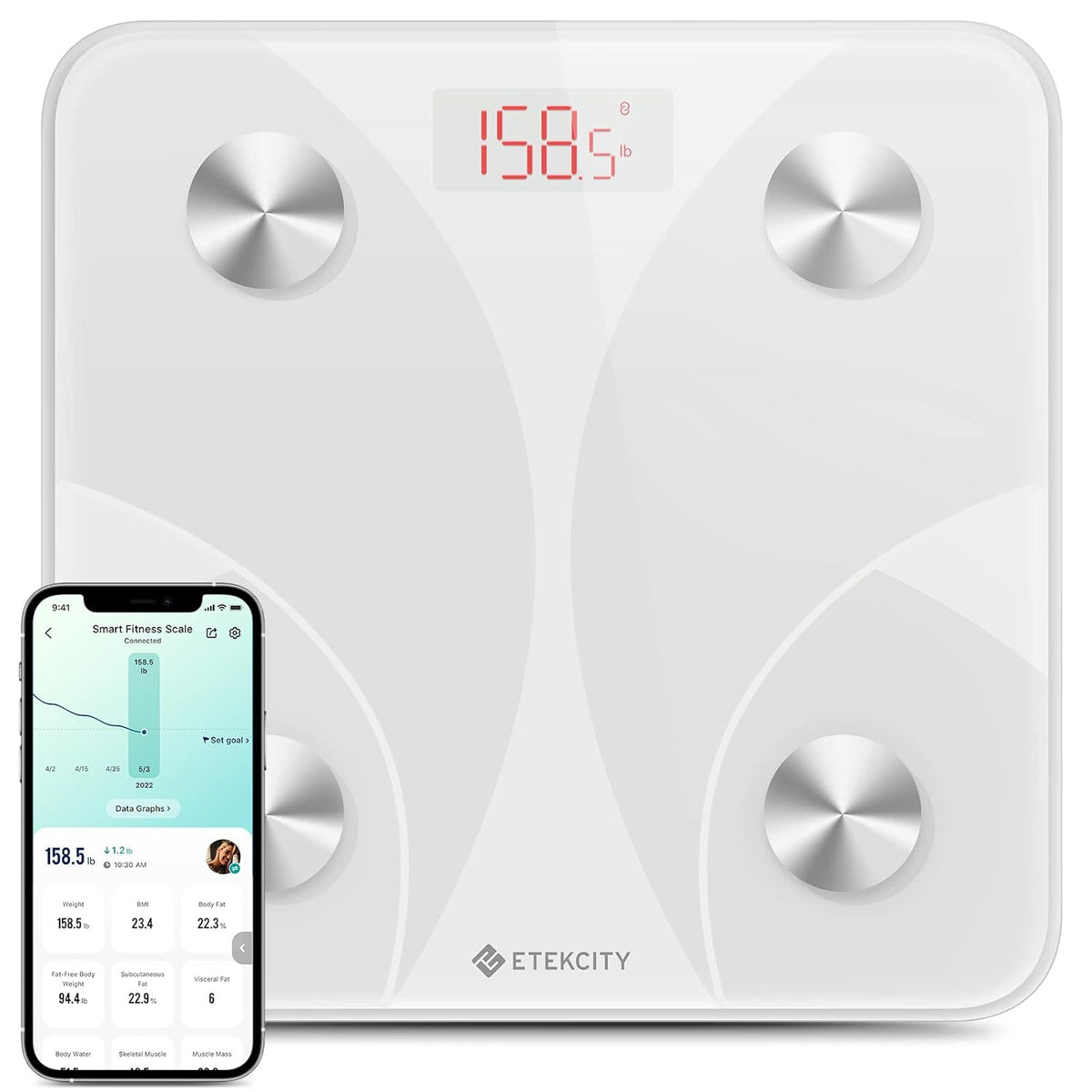 Etekcity Upgraded Smart Scale for Body Weight Fat and BMI, FSA Eligible