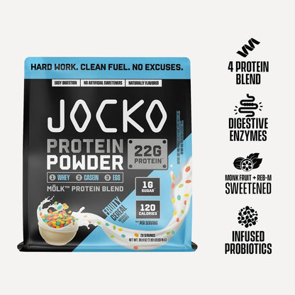 Jocko Fuel Whey Protein Powder, Gingerbread Cookie, 22g Protein, Digestive Enzymes + Probiotic Blend, No Sugar Added, with Essential Amino Acids + Electrolyte Minerals, 31 Servings