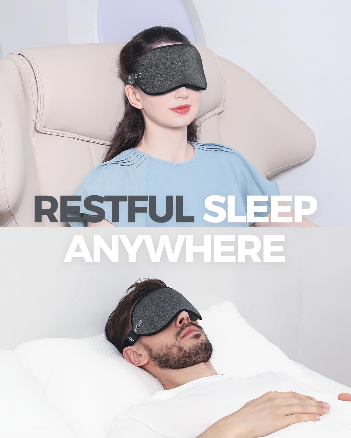 MZOO Luxury Sleep Mask, 3D Spacious for Long Lashes Blocking Light