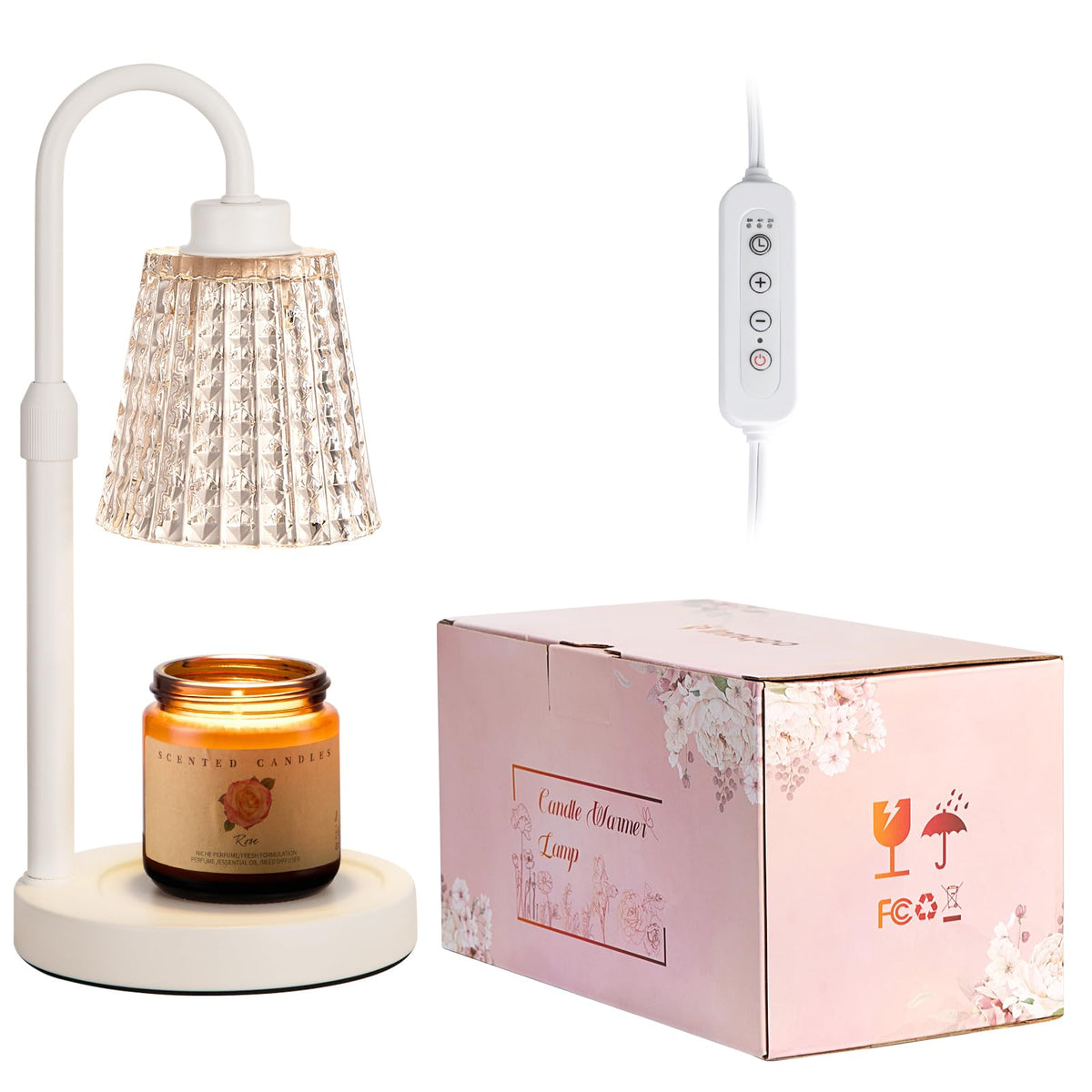 Gold Candle Warmer Lamp with Timer, Dimmable Candle Warmer for Jar Candles, Height Adjustable Wax Melts Warmer, Birthday Gifts for Women Mom, House Warming Gifts New Home Decor