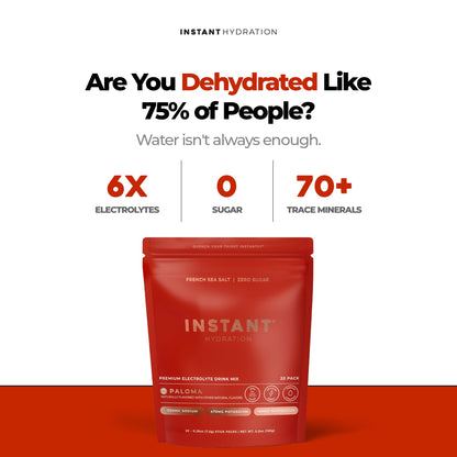 Instant Hydration Sugar Free Electrolytes Powder Packets - Strawberry Lemon Electrolyte Drink Mix & Travel Essentials - Post Workout Recovery, Brain Health, Muscle & Tissue Support - 20 Sticks
