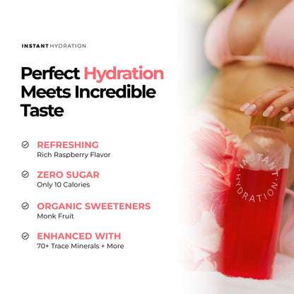 Instant Hydration Sugar Free Electrolytes Powder Packets - Strawberry Lemon Electrolyte Drink Mix & Travel Essentials - Post Workout Recovery, Brain Health, Muscle & Tissue Support - 20 Sticks