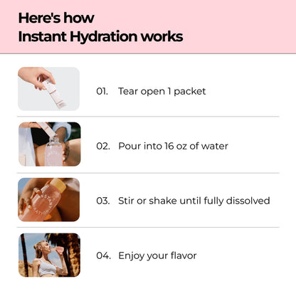 Instant Hydration Sugar Free Electrolytes Powder Packets - Strawberry Lemon Electrolyte Drink Mix & Travel Essentials - Post Workout Recovery, Brain Health, Muscle & Tissue Support - 20 Sticks