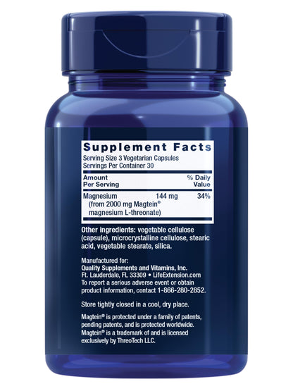 Neuro-Mag Magnesium L-Threonate, Memory Health, Quick Thinking, Cognitive Health Support, Vegetarian, 90 Vegetarian Capsules