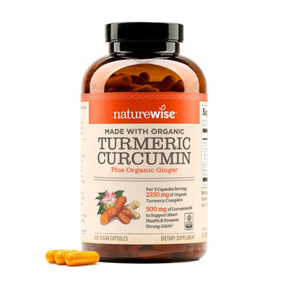 NatureWise Turmeric Curcumin 2250mg Supplement with BioPerine, 180 Capsules