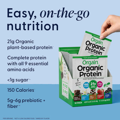 Orgain Organic Vegan 21g Protein Powder, Strawberries & Cream, 2.03 lb