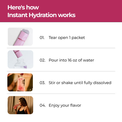 Instant Hydration Sugar Free Electrolytes Powder Packets - Strawberry Lemon Electrolyte Drink Mix & Travel Essentials - Post Workout Recovery, Brain Health, Muscle & Tissue Support - 20 Sticks
