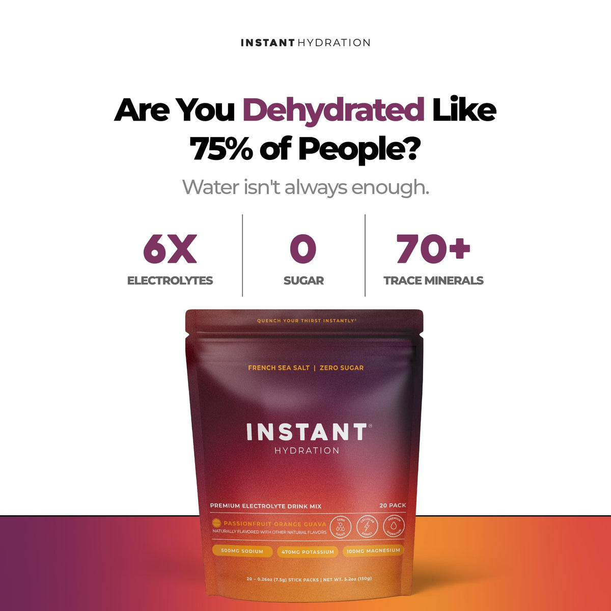 Instant Hydration Sugar Free Electrolytes Powder Packets - Strawberry Lemon Electrolyte Drink Mix & Travel Essentials - Post Workout Recovery, Brain Health, Muscle & Tissue Support - 20 Sticks