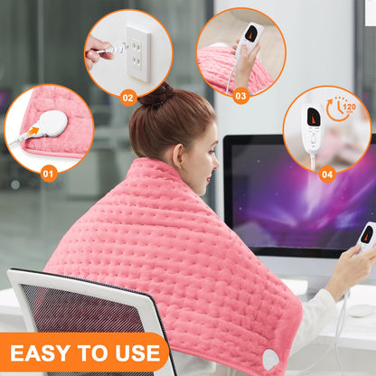 Heating Pad,Electric Heating Pad,Heating Pad for Back,Light Gray,24x12Inch