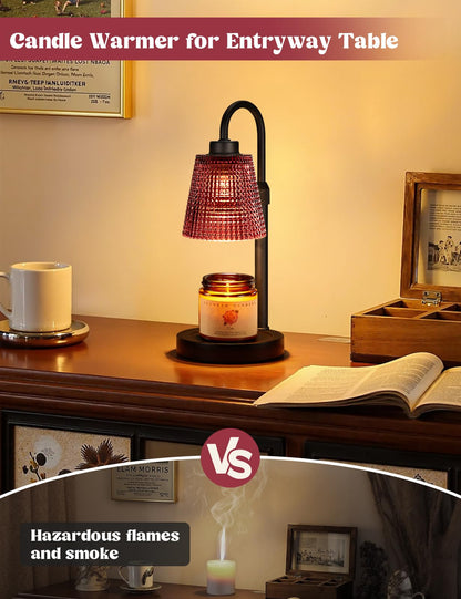Gold Candle Warmer Lamp with Timer, Dimmable Candle Warmer for Jar Candles, Height Adjustable Wax Melts Warmer, Birthday Gifts for Women Mom, House Warming Gifts New Home Decor