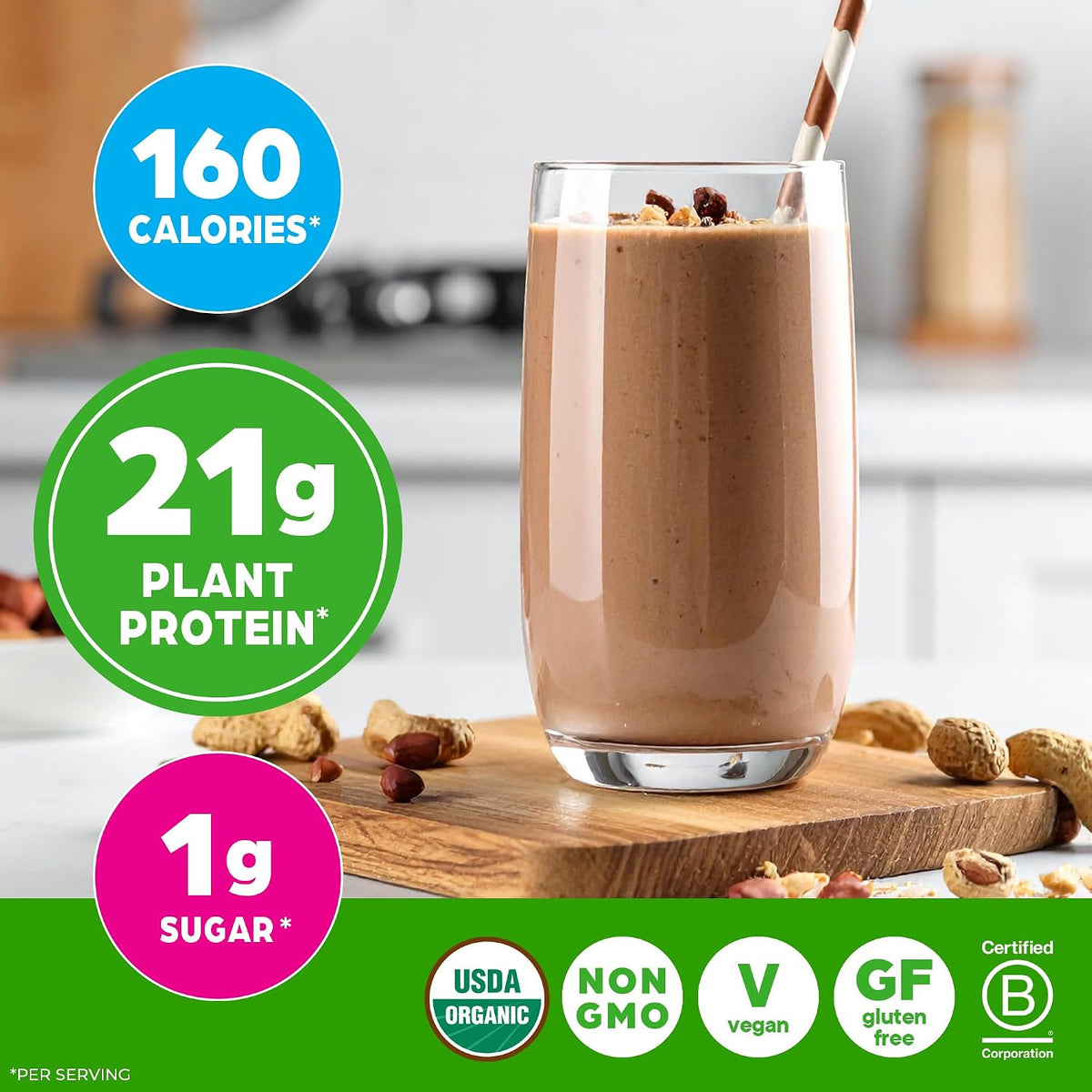 Orgain Organic Vegan 21g Protein Powder, Strawberries & Cream, 2.03 lb