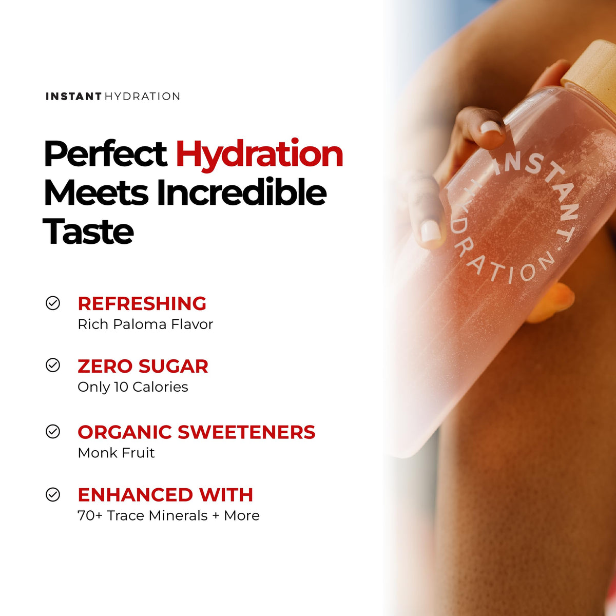 Instant Hydration Sugar Free Electrolytes Powder Packets - Strawberry Lemon Electrolyte Drink Mix & Travel Essentials - Post Workout Recovery, Brain Health, Muscle & Tissue Support - 20 Sticks