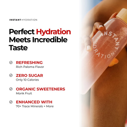 Instant Hydration Sugar Free Electrolytes Powder Packets - Strawberry Lemon Electrolyte Drink Mix & Travel Essentials - Post Workout Recovery, Brain Health, Muscle & Tissue Support - 20 Sticks