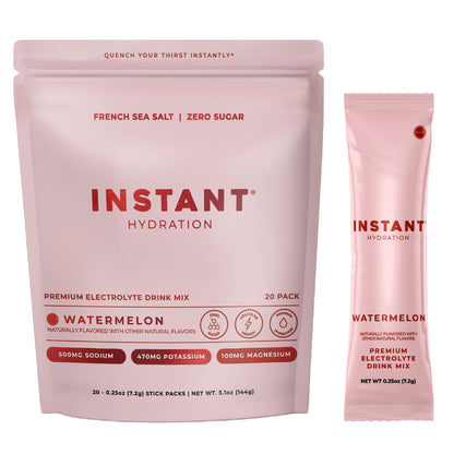 Instant Hydration Sugar Free Electrolytes Powder Packets - Strawberry Lemon Electrolyte Drink Mix & Travel Essentials - Post Workout Recovery, Brain Health, Muscle & Tissue Support - 20 Sticks