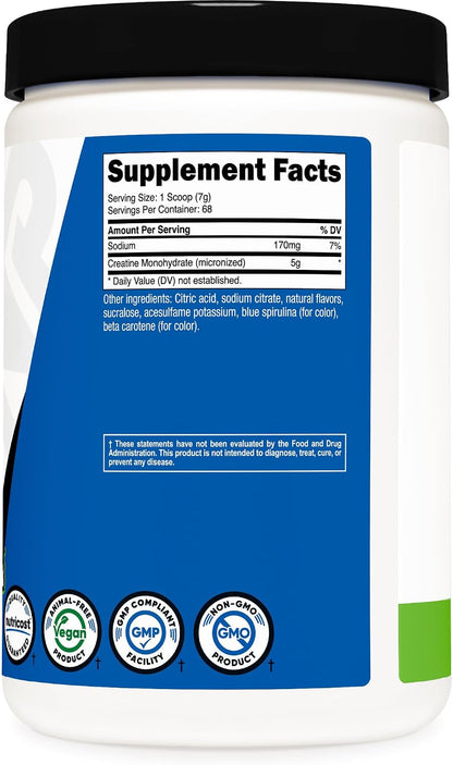 Nutricost Micronized Creatine Monohydrate Powder - 500g (100 Servings) - Pure Unflavored - 5g Per Serving - Non-GMO, Gluten Free