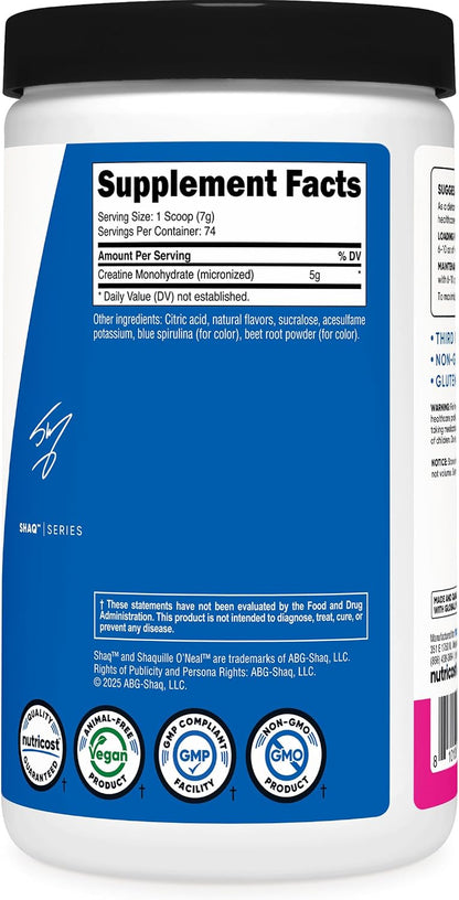 Nutricost Micronized Creatine Monohydrate Powder - 500g (100 Servings) - Pure Unflavored - 5g Per Serving - Non-GMO, Gluten Free