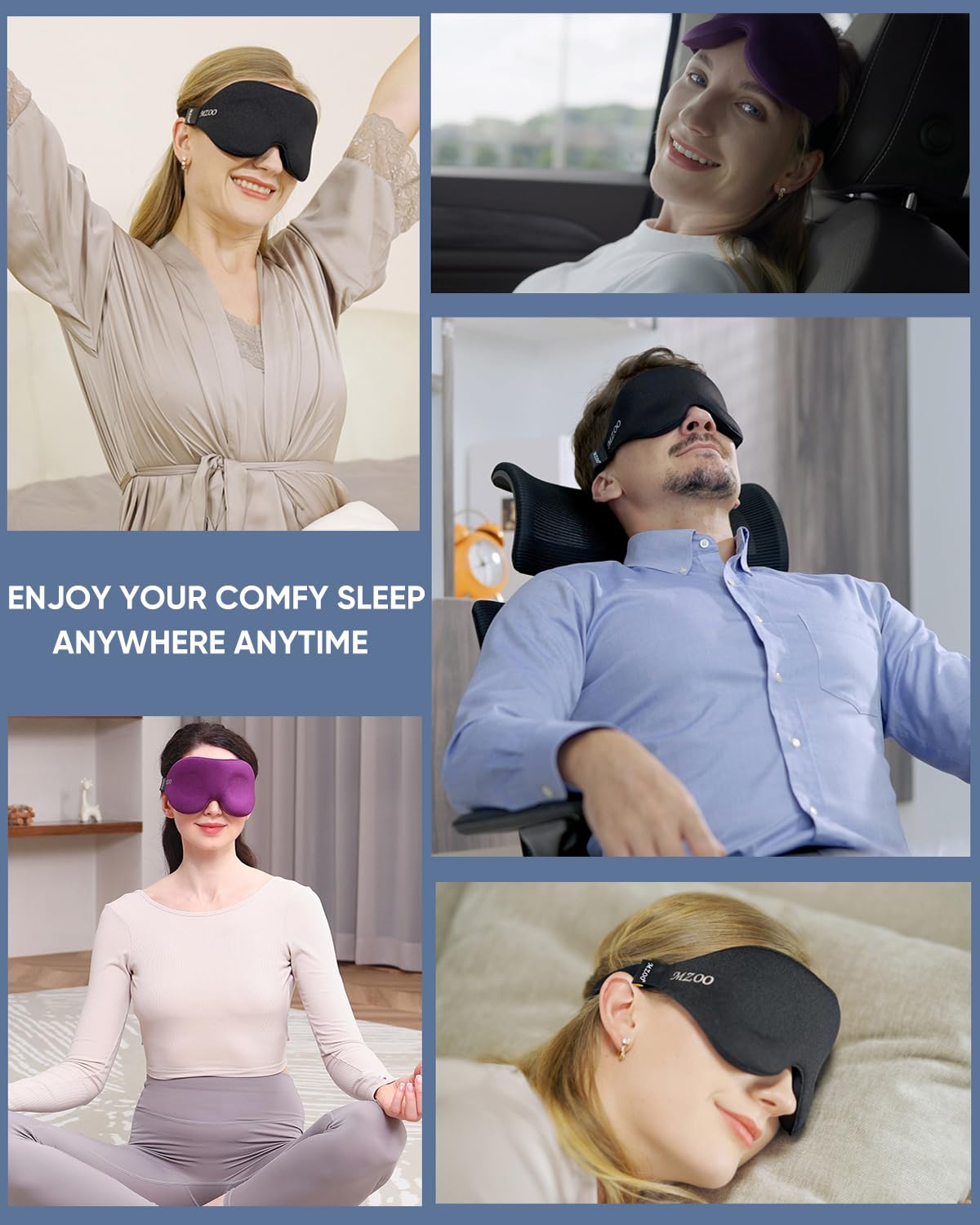 MZOO Luxury Sleep Mask, 3D Spacious for Long Lashes Blocking Light
