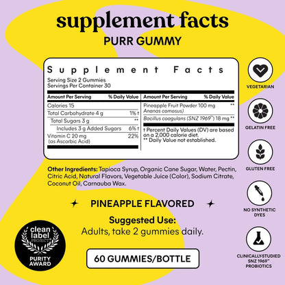 Lemme Purr Vaginal Probiotic Gummies for Women, 30-Day Supply