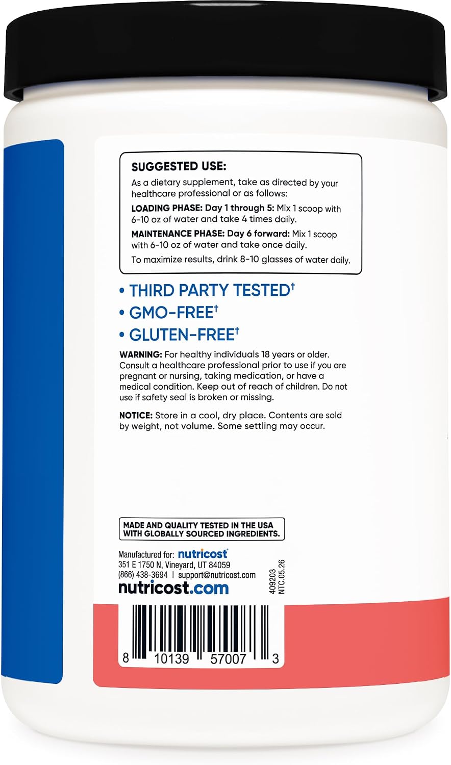 Nutricost Micronized Creatine Monohydrate Powder - 500g (100 Servings) - Pure Unflavored - 5g Per Serving - Non-GMO, Gluten Free