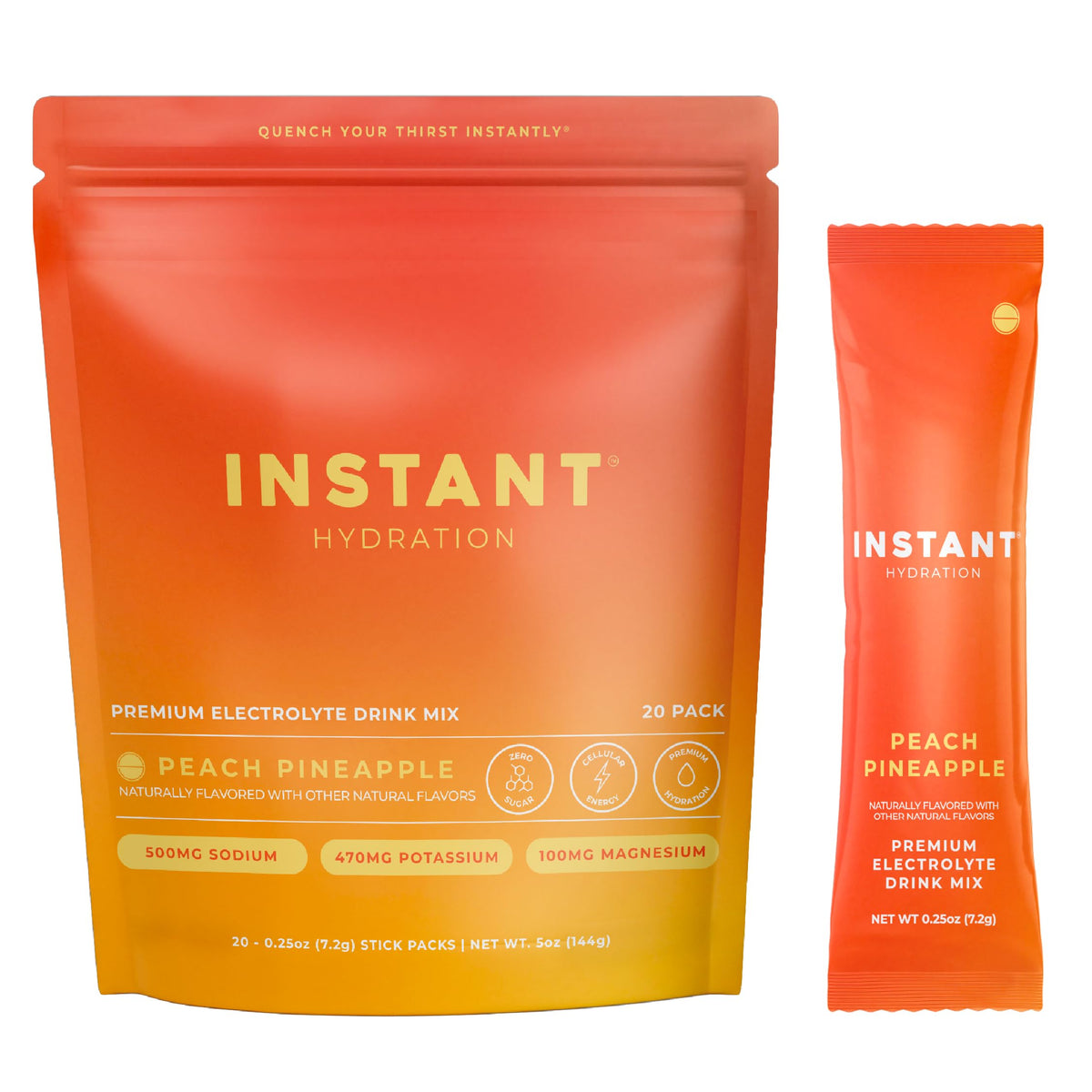Instant Hydration Sugar Free Electrolytes Powder Packets - Strawberry Lemon Electrolyte Drink Mix & Travel Essentials - Post Workout Recovery, Brain Health, Muscle & Tissue Support - 20 Sticks