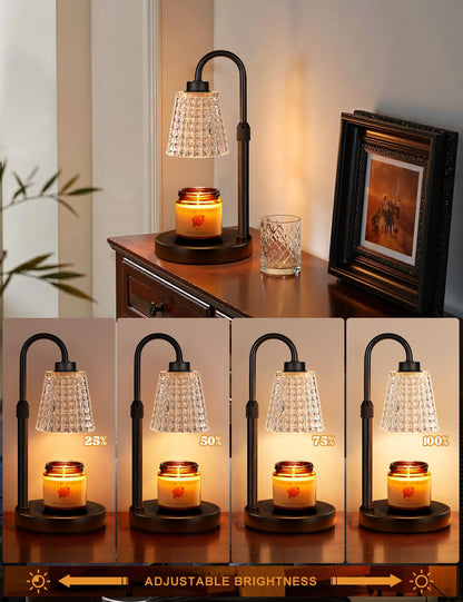 Gold Candle Warmer Lamp with Timer, Dimmable Candle Warmer for Jar Candles, Height Adjustable Wax Melts Warmer, Birthday Gifts for Women Mom, House Warming Gifts New Home Decor