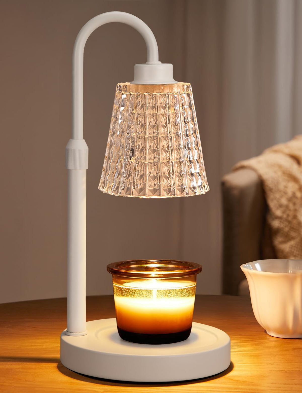 Gold Candle Warmer Lamp with Timer, Dimmable Candle Warmer for Jar Candles, Height Adjustable Wax Melts Warmer, Birthday Gifts for Women Mom, House Warming Gifts New Home Decor