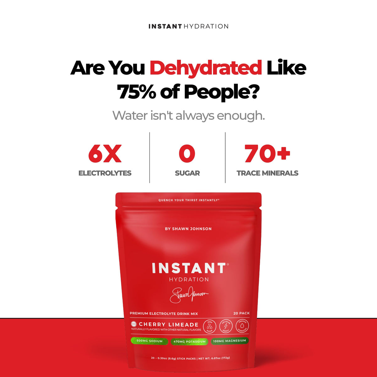 Instant Hydration Sugar Free Electrolytes Powder Packets - Strawberry Lemon Electrolyte Drink Mix & Travel Essentials - Post Workout Recovery, Brain Health, Muscle & Tissue Support - 20 Sticks