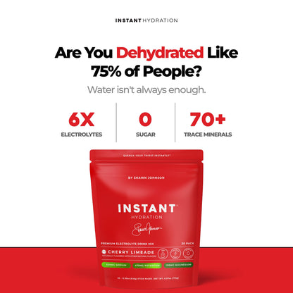 Instant Hydration Sugar Free Electrolytes Powder Packets - Strawberry Lemon Electrolyte Drink Mix & Travel Essentials - Post Workout Recovery, Brain Health, Muscle & Tissue Support - 20 Sticks