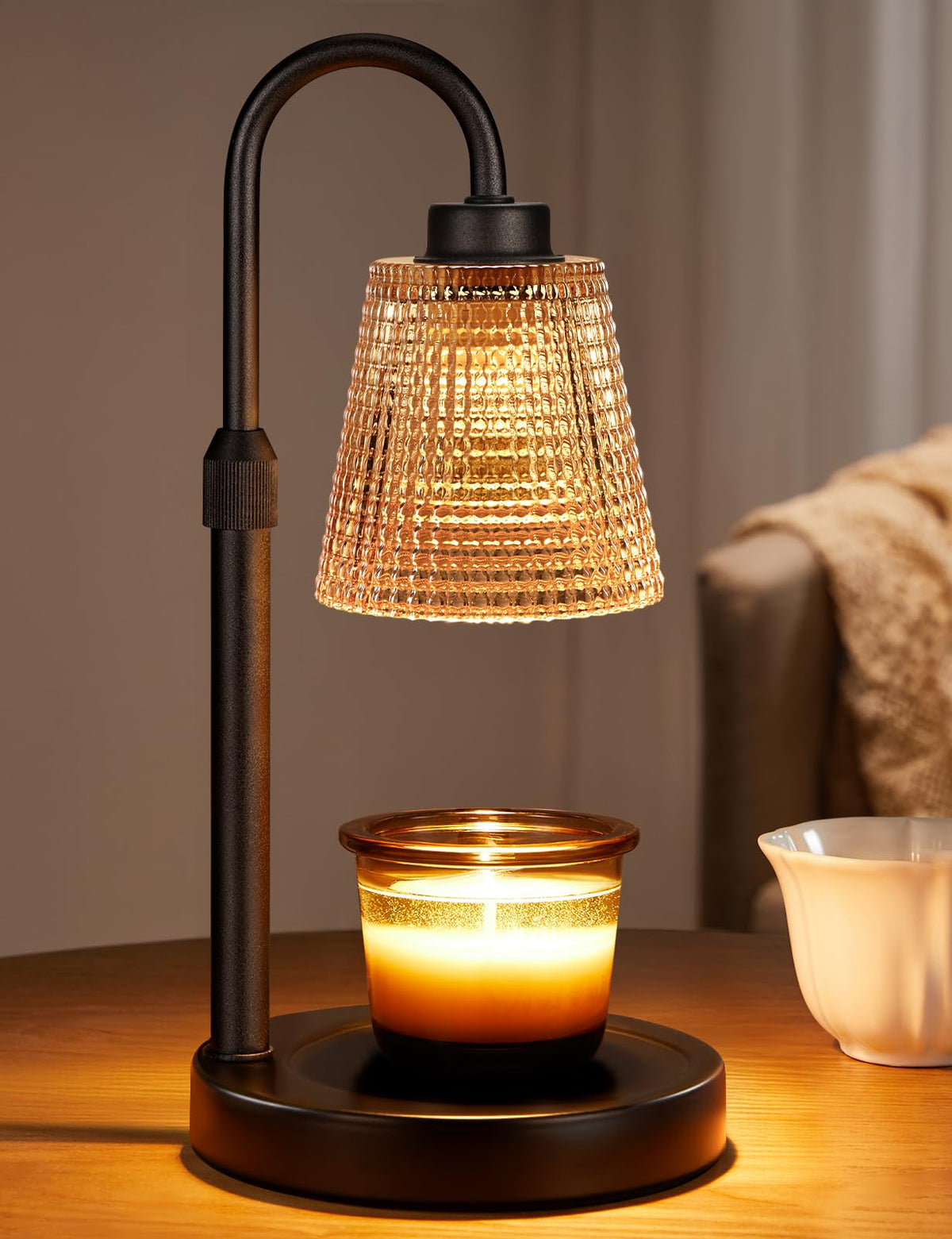 Gold Candle Warmer Lamp with Timer, Dimmable Candle Warmer for Jar Candles, Height Adjustable Wax Melts Warmer, Birthday Gifts for Women Mom, House Warming Gifts New Home Decor