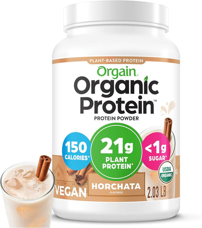 Orgain Organic Vegan 21g Protein Powder, Strawberries & Cream, 2.03 lb