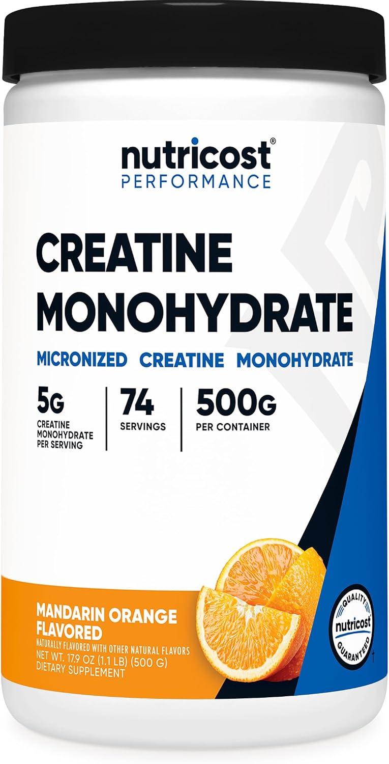 Nutricost Micronized Creatine Monohydrate Powder - 500g (100 Servings) - Pure Unflavored - 5g Per Serving - Non-GMO, Gluten Free